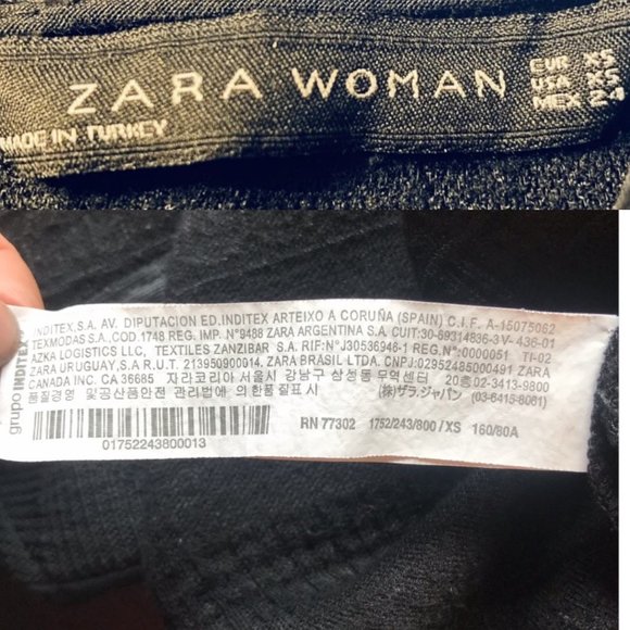 Zara Woman Drop Waist Dress Womens Size XS Black Floral Knit Sleeveless - Picture 11 of 12